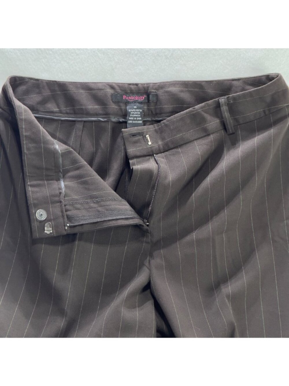 Pantology Womens Pinstripe Trousers Brown Size 14 Polyester/Rayon/Spandex - Picture 7 of 13